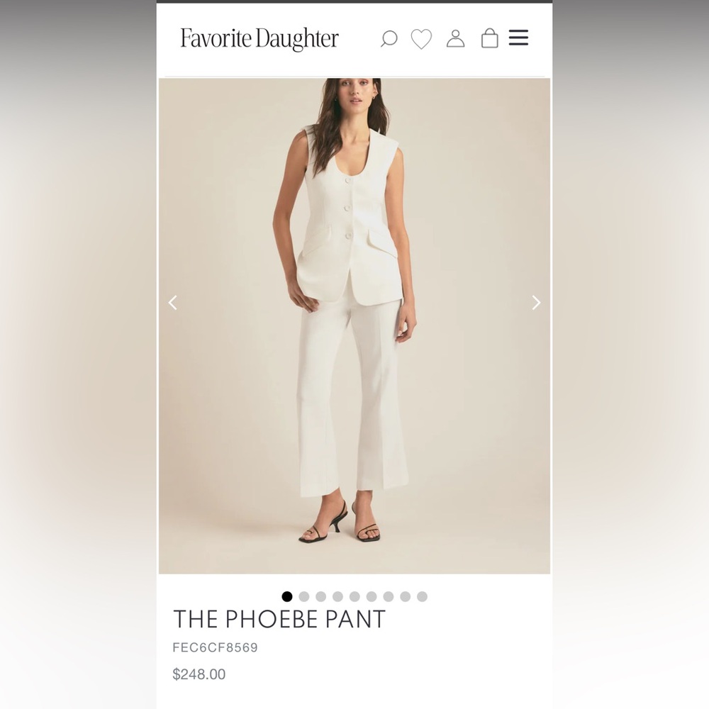 NWT Favorite Daughter Phoebe pant in ivory